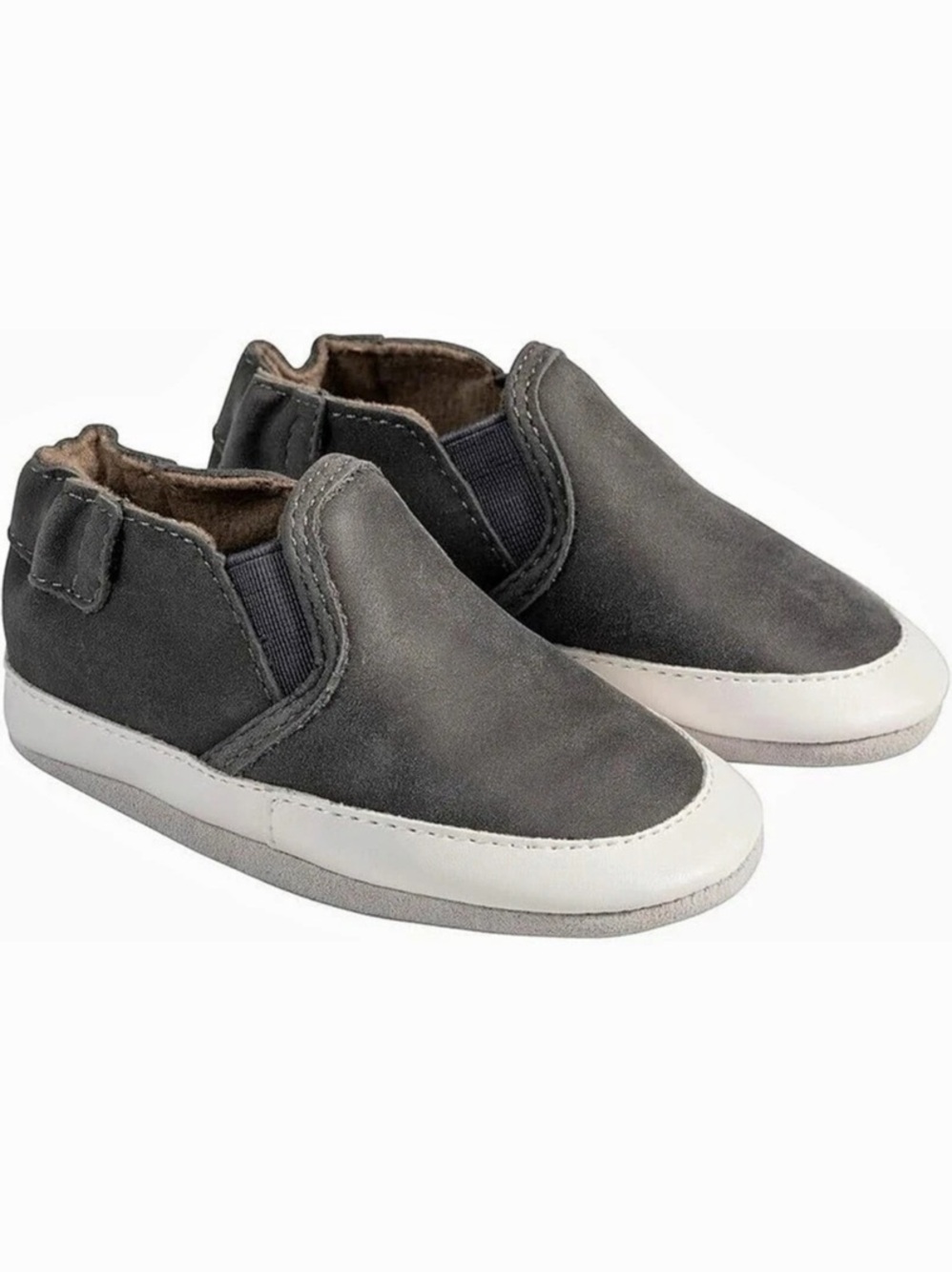 Robeez Stylish Steve Soft Soles Grey Baby Slip-On Shoes 6-12M